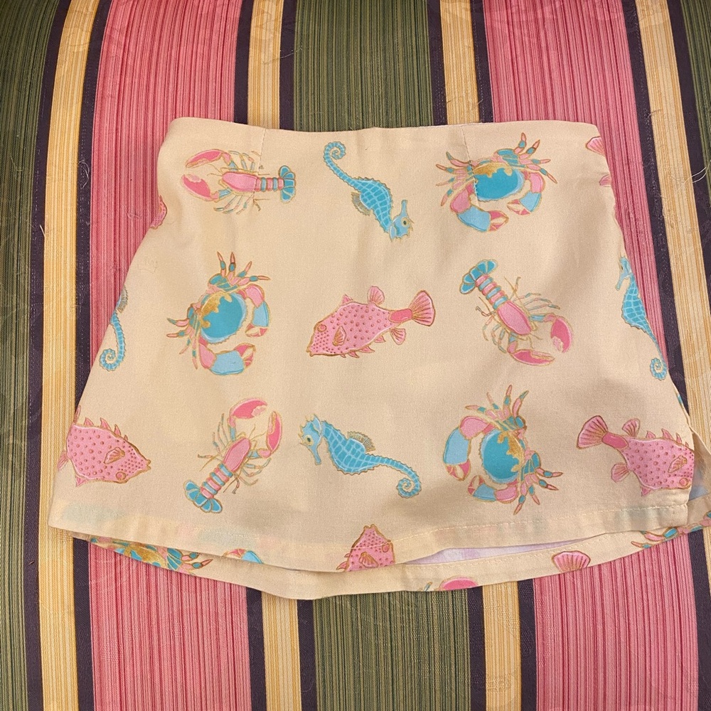 Colorful Sea Life Print Skort